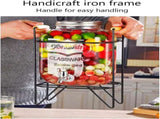 CARLA HOME 5L Glass Drink Dispenser with Metal Stand, Wide Mouth Beverage Jar & Stainless Steel Tap LSB-36369