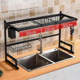 85cm Dish Drying Rack Drainer Over Sink Steel Cup Cutlery Organizer 2 Tier V63-839371