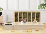 Wooden Rabbit Hay Feeder with 3-in-1 Litter Box and Bowls, Small Animal Rack for Guinea Pigs, V1338-MN-AUZ-TZW0043A