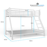 KINGSTON SLUMBER Single over Double Metal Bunk Bed Frame, Matte White V219-BEDDBBKS2MWA