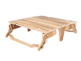 Wooden Folding Picnic Basket Table Outdoor Portable 2 in 1 Vintage with Wine Glass Holder Charcoal V1294-YM0901-3111250046512