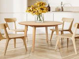 Levede Dining Table Round Rubberwood Base 100cm Natural 100 CM CH1127-100-NT