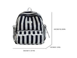 Stripe School Backpack, Cute Aesthetic Backpack with Bowknot, Spacious Lace Trim Bag for Travel V1370-AZ4-15650