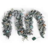 Jingle Jollys 2.7m Christmas Garland with LED Lights Snowy Decoration Xmas Party XM-TR-GAR-9FT-FROST-LED