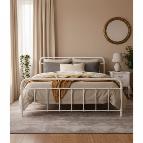 Artiss Bed Frame Metal Bed Frame LEO - Queen MBED-C-LEO-Q-WH