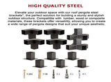 Roof Pergola Gazebo Shed Matte Black Steel Brackets and Coffee Screens DIY Kits V63-848341