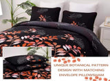 Black and Red Leaves Quilted Bedspread & Pillowcase Set V745-MAC080600Q13U