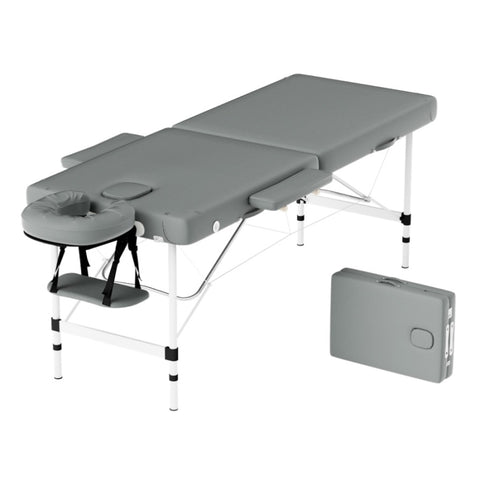 Zenses Massage Table 55cm Portable 2 Fold Aluminium Beauty Bed Grey MT-ALUM-2FOLD-GR-55