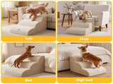 i.Pet Dog Ramp Washable Cover Stairs for Bed Sofa Foam Step Ladder 3 Tier Beige FDR-D-FOAM-3T-BG