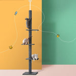 i.Pet Cat Tree 290cm Tower Scratching Post Scratcher Floor to Ceiling Cats Bed Grey PET-CAT-POLE-GR