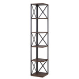 Sarantino Nora 5-Tier Corner Bookshelf - Walnut Black RCK-145-03-WLB