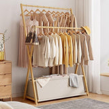 100x155cm Wood Clothes Rail Garment Rack with Freestanding Storage Shelf V63-840731