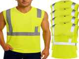 4 Pcs Hi Vis Sleeveless Reflective Shirt for Men Class 2 Construction Work Shirts with Pockets Women V1259-DP01-A-1211