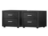 Artiss 2X Bedside Table 2 Drawers Fabric - CADEN Charcoal BFRAME-E-BSIDE-CHARX2
