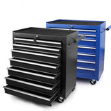 7-Drawer Drawer Tool Box Trolley Cabinet - Blue or Black Heavy Duty Tool Chest Garage Storage Cart V465-95234