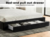 Artiss Double Bed Frame Storage Charging Station Upholstered 3 Drawers USB Type-C BFRAME-G-LUNA-D-BK-ABC