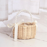 3X Wicker Flower Girl Basket for Weddings, Rattan Flower Basket Handmade Flower Girl Basket with V1370-AZ4-10329