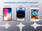 40Pack Retractable 3-in-1 Charging Cable, Fast Charging Travel Cable for iPhone, Samsung & Android, V1341-ZY-HPW6ZYZP-WHT-40PACK