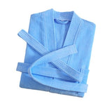 Blue Soft Absorbent 100% Cotton Terry Bathrobe - 120cm Long Adult Towel Robe with 140cm Chest, V888-ELOSUNG55413