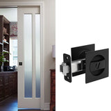Pocket Door Lock, Matte Black Privacy Square Pocket Door Hardware V1370-AZ4-07645