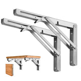 Heavy-Duty Foldable Wall Shelf Brackets 2-Pack 304 Stainless Steel Triangular Supports with V1107-CS-ZWJSJZJ18