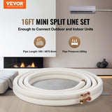 VEVOR 4876.8mm Mini Split Line Set, 9.5 & 15.9mm O.D Copper Pipes Tubing and Triple-Layer V952-KDLJGTJ38INCHPEFUV0