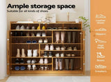 Artiss Shoe Rack Cabinet 30 Pairs Storage Cupboard Bamboo BAM-D-SHOE-4D-WD