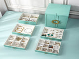 Light Blue Elegant 5-Layer Large Capacity Jewelry Storage Box with Dual Opening Doors - Perfect for V888-ELOSUNG13846