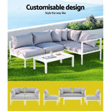 Gardeon 4 Seater Outdoor Sofa Set Aluminium Lounge Setting ALU-SOFA-AL-4PCS-WH