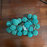 1 Set of Turquoise Blue 5cm Rattan Cane 50 Ball Battery Powered LONG 5m String Lights Christmas Gift V382-TURQRATTBALLBATT50