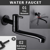 Wall-mounted cold water faucet for washing machine, mop, pool and garden, stainless steel material, V1189-LC-LY-00026