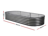 Green Fingers 3 Pcs Raised Garden Bed Kit Oval Galvanized Steel Planter Boxes 160x80x42cm, Heavy GARDEN-OVAL-1608042X3