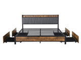 Levede Queen Bed Frame Soft Storage Drawers Headboard USB Charge BF105749