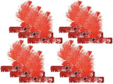 12x 1920s FLAPPER HEADBAND Headpiece Feather Sequin Charleston Gatsby Party BULK - Red V563-BR-12FLAPPERHDBND-RED