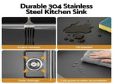 Cefito Kitchen Sink 304 Stainless Steel Bar Sink Millet Grain Water Basin Sink SINK-RG-7545T-BK