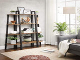 Rustic brown and black steel Metal Frame 4 Tier bookshelf V178-11055