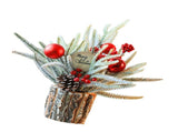 35cm Tabletop Xmas Tree Bark Wooden Barrel Decoration Artificial Bouquet Ornament for Home Hotel V1294-YM0901-3115240094711