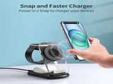 CHOETECH T618-F-BK 3-in-1 15W MagSafe Wireless fast Charger Stand for iPhone i-Watch AirPods w/ V28-ELECHOT618FBK