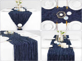 6 Pcs Navy Blue Cheesecloth Table Runner 10FT, Gauze Table Runner for Wedding Reception Sheer Bridal V1259-DP01-A-2365