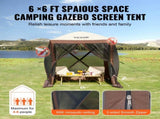 Pop Up Gazebo Tent, Pop-Up Screen Tent 4 Sided Canopy Sun Shelter with 4 Removable Privacy Wind V952-ZPSLTZS6X6FTW9616V0