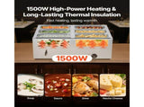 Commercial Food Warmer, 1500W Electric Stainless Steel Steam Food Warmer with Lid, 6-Pan Fast V952-SYSPBWQPTK61338ZN002V3