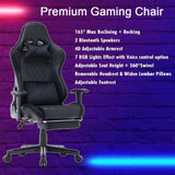 7 RGB Lights Bluetooth Speaker Gaming Chair Ergonomic Racing chair 165&deg; Reclining Gaming Seat 4D V255-GCHAIR-34-BBLACK