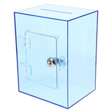 1Set Compact Clear Money Box with Lock Blue for Cash and Donations V1369-AZ3-W-22720