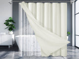 230gsm Waffle Shower Curtain Beige Bath Curtain with Weighted Hem for Cloakroom and Shower Room V1294-YM0901-YM888YBTMSY04V24W0101