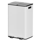 Cefito Pedal Bins Rubbish Bin Dual Compartment Waste Recycle Dustbins 60L White RB-60L-2C-WH