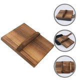 Coffee Wooden Wok Lid Anti Splash Cover for Home Cooking and Frying Pan Protection V1370-AZ4-14989