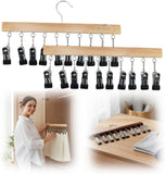 2 Pack Legging Hanger for Closet, with 10 Non Slip Clips Each, Wooden Clothes Hanger for Home Use, V1258-DP02-F-37