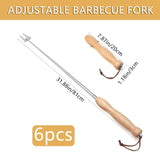 6 Pcs Marshmallow Roasting, 32 Inch Long Stainless Steel SmoresSticks Extendable Marshmallow V1259-DP01-A-2608