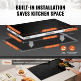 VEVOR Built-in Electric Cooktop Radiant Ceramic Cooktop 5 Burners 35.4x20.5 inch V952-QRSDTL8600WH7MU9NV3