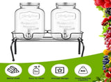 Metal Beverage Dispenser Stand for Parties Double Drink Stand Dispenser Holder Stand for Glass Jar V1258-DP02-C-2819